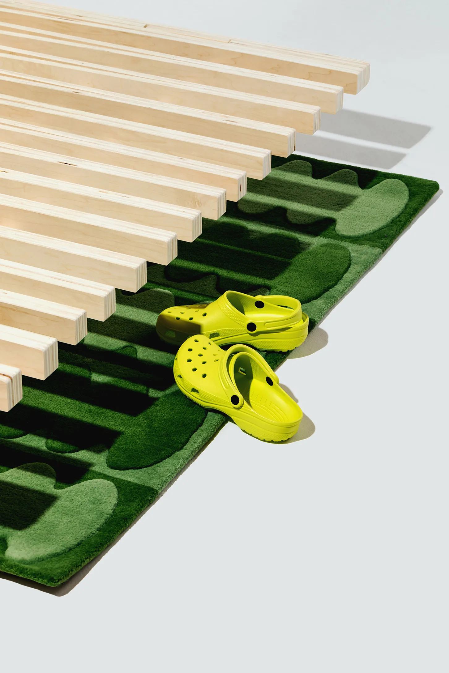 A close up of the Accordion bed frame by Quagga Designs.